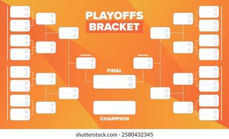 Playoffs bracket. Playoffs grid. Sport tournament bracket. Game and competition schedule. Season final. Team and players. Championship winner. Match score. Vector poster