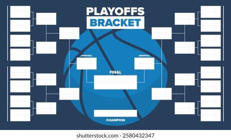 Playoffs bracket. Playoffs grid. Sport tournament bracket. Game and competition schedule. Season final. Team and players. Championship winner. Match score. Vector poster