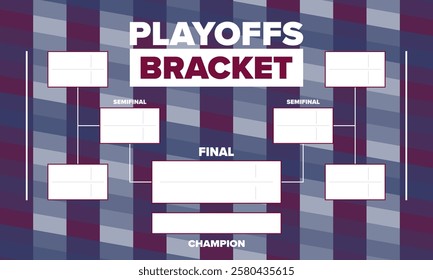 Playoffs bracket. Playoffs grid. Sport tournament bracket. Game and competition schedule. Season final. Team and players. Championship winner. Match score. Vector poster