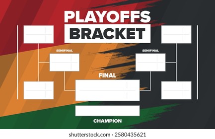 Playoffs bracket. Playoffs grid. Sport tournament bracket. Game and competition schedule. Season final. Team and players. Championship winner. Match score. Vector poster