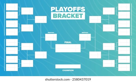 Playoffs bracket. Playoffs grid. Sport tournament bracket. Game and competition schedule. Season final. Team and players. Championship winner. Match score. Vector poster