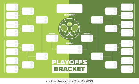 Playoffs bracket. Playoffs grid. Sport tournament bracket. Game and competition schedule. Season final. Team and players. Championship winner. Match score. Vector poster