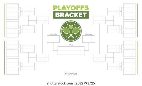 Playoffs bracket. Playoffs grid. Sport tournament bracket. Game and competition schedule. Season final. Team and players. Championship winner. Match score. Vector poster