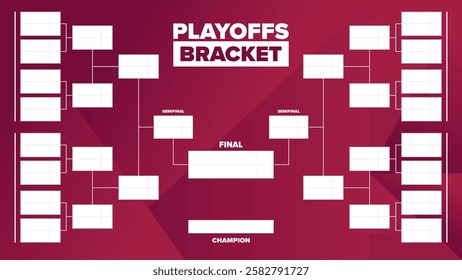 Playoffs bracket. Playoffs grid. Sport tournament bracket. Game and competition schedule. Season final. Team and players. Championship winner. Match score. Vector poster