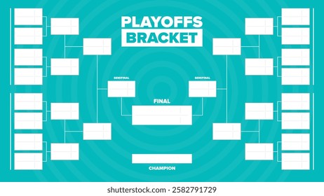 Playoffs bracket. Playoffs grid. Sport tournament bracket. Game and competition schedule. Season final. Team and players. Championship winner. Match score. Vector poster