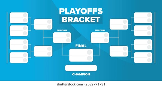 Playoffs bracket. Playoffs grid. Sport tournament bracket. Game and competition schedule. Season final. Team and players. Championship winner. Match score. Vector poster