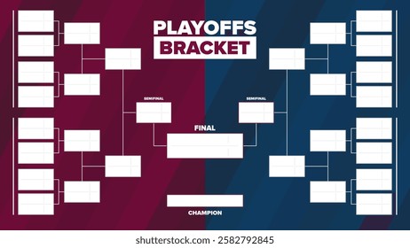 Playoffs bracket. Playoffs grid. Sport tournament bracket. Game and competition schedule. Season final. Team and players. Championship winner. Match score. Vector poster