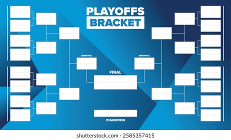 Playoffs bracket. Playoffs grid. Sport tournament bracket. Game and competition schedule. Season final. Team and players. Championship winner. Match score. Vector poster