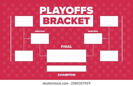 Playoffs bracket. Playoffs grid. Sport tournament bracket. Game and competition schedule. Season final. Team and players. Championship winner. Match score. Vector poster