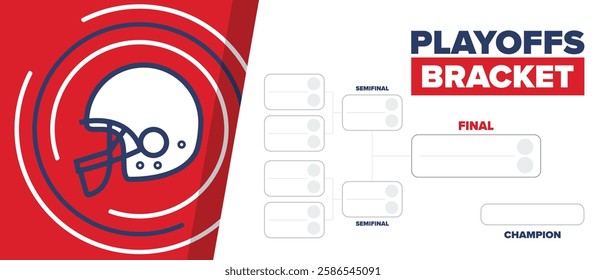 Playoffs bracket. Playoffs grid. Sport tournament bracket. Game and competition schedule. Season final. Team and players. Championship winner. Match score. Vector poster