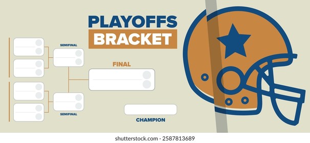 Playoffs bracket. Playoffs grid. Sport tournament bracket. Game and competition schedule. Season final. Team and players. Championship winner. Match score. Vector poster