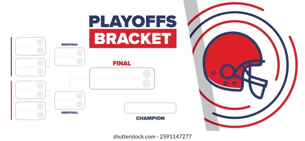 Playoffs bracket. Playoffs grid. Sport tournament bracket. Game and competition schedule. Season final. Team and players. Championship winner. Match score. Vector poster