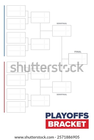 Playoffs bracket. Playoffs grid. Sport tournament bracket. Game and competition schedule. Season final. Team and players. Championship winner. Match score. Vector poster