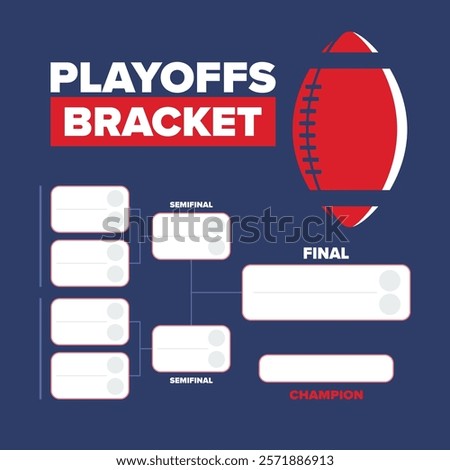 Playoffs bracket. Playoffs grid. Sport tournament bracket. Game and competition schedule. Season final. Team and players. Championship winner. Match score. Vector poster