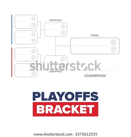 Playoffs bracket. Playoffs grid. Sport tournament bracket. Game and competition schedule. Season final. Team and players. Championship winner. Match score. Vector poster