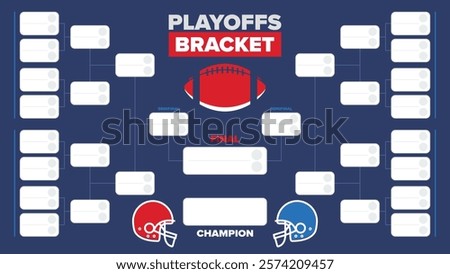 Playoffs bracket. Playoffs grid. Sport tournament bracket. Game and competition schedule. Season final. Team and players. Championship winner. Match score. Vector poster