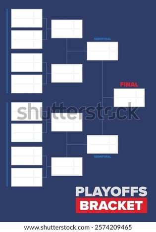 Playoffs bracket. Playoffs grid. Sport tournament bracket. Game and competition schedule. Season final. Team and players. Championship winner. Match score. Vector poster