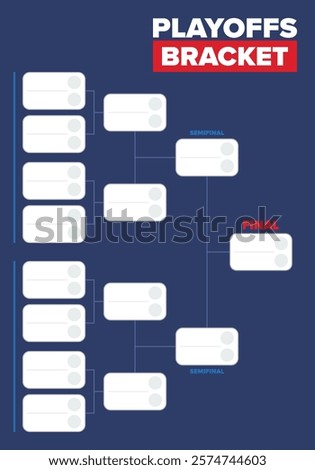 Playoffs bracket. Playoffs grid. Sport tournament bracket. Game and competition schedule. Season final. Team and players. Championship winner. Match score. Vector poster