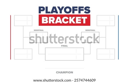 Playoffs bracket. Playoffs grid. Sport tournament bracket. Game and competition schedule. Season final. Team and players. Championship winner. Match score. Vector poster