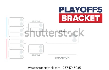 Playoffs bracket. Playoffs grid. Sport tournament bracket. Game and competition schedule. Season final. Team and players. Championship winner. Match score. Vector poster
