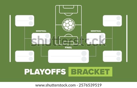 Playoffs bracket. Playoffs grid. Sport tournament bracket. Game and competition schedule. Season final. Team and players. Championship winner. Match score. Vector poster