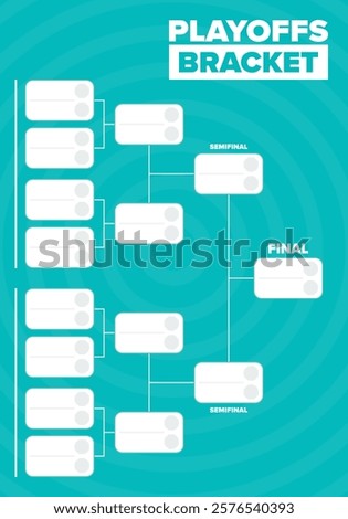 Playoffs bracket. Playoffs grid. Sport tournament bracket. Game and competition schedule. Season final. Team and players. Championship winner. Match score. Vector poster