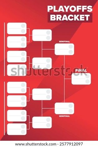 Playoffs bracket. Playoffs grid. Sport tournament bracket. Game and competition schedule. Season final. Team and players. Championship winner. Match score. Vector poster