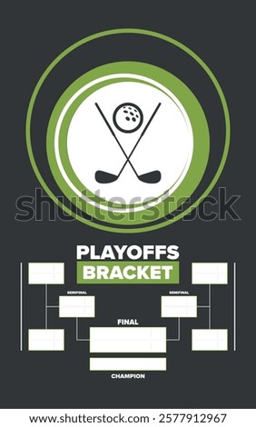 Playoffs bracket. Playoffs grid. Sport tournament bracket. Game and competition schedule. Season final. Team and players. Championship winner. Match score. Vector poster