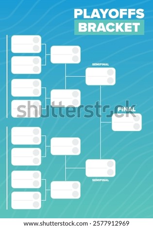 Playoffs bracket. Playoffs grid. Sport tournament bracket. Game and competition schedule. Season final. Team and players. Championship winner. Match score. Vector poster