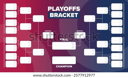 Playoffs bracket. Playoffs grid. Sport tournament bracket. Game and competition schedule. Season final. Team and players. Championship winner. Match score. Vector poster