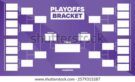 Playoffs bracket. Playoffs grid. Sport tournament bracket. Game and competition schedule. Season final. Team and players. Championship winner. Match score. Vector poster