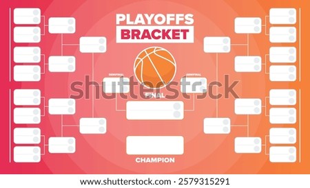 Playoffs bracket. Playoffs grid. Sport tournament bracket. Game and competition schedule. Season final. Team and players. Championship winner. Match score. Vector poster