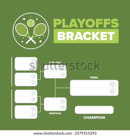 Playoffs bracket. Playoffs grid. Sport tournament bracket. Game and competition schedule. Season final. Team and players. Championship winner. Match score. Vector poster