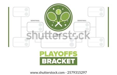 Playoffs bracket. Playoffs grid. Sport tournament bracket. Game and competition schedule. Season final. Team and players. Championship winner. Match score. Vector poster
