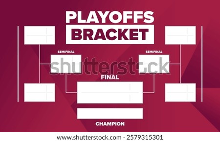 Playoffs bracket. Playoffs grid. Sport tournament bracket. Game and competition schedule. Season final. Team and players. Championship winner. Match score. Vector poster