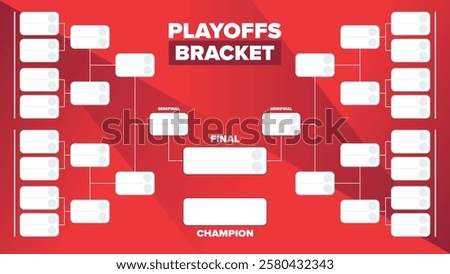 Playoffs bracket. Playoffs grid. Sport tournament bracket. Game and competition schedule. Season final. Team and players. Championship winner. Match score. Vector poster
