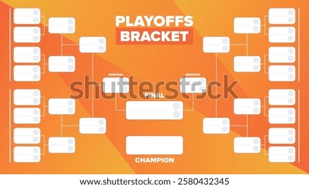 Playoffs bracket. Playoffs grid. Sport tournament bracket. Game and competition schedule. Season final. Team and players. Championship winner. Match score. Vector poster