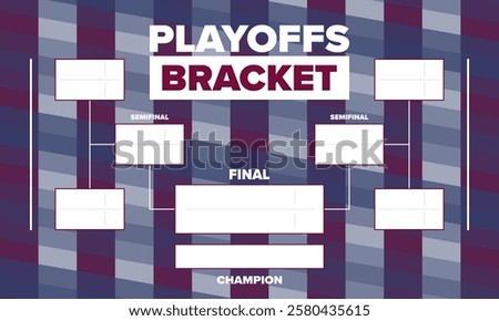 Playoffs bracket. Playoffs grid. Sport tournament bracket. Game and competition schedule. Season final. Team and players. Championship winner. Match score. Vector poster