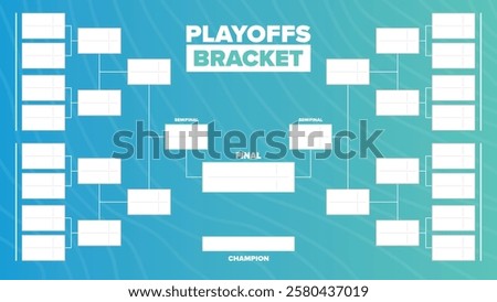 Playoffs bracket. Playoffs grid. Sport tournament bracket. Game and competition schedule. Season final. Team and players. Championship winner. Match score. Vector poster