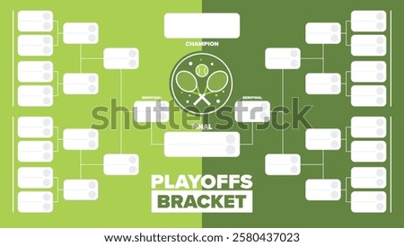 Playoffs bracket. Playoffs grid. Sport tournament bracket. Game and competition schedule. Season final. Team and players. Championship winner. Match score. Vector poster