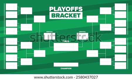Playoffs bracket. Playoffs grid. Sport tournament bracket. Game and competition schedule. Season final. Team and players. Championship winner. Match score. Vector poster