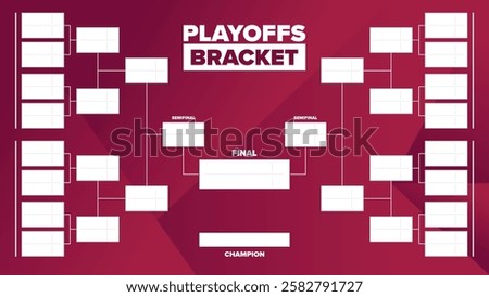 Playoffs bracket. Playoffs grid. Sport tournament bracket. Game and competition schedule. Season final. Team and players. Championship winner. Match score. Vector poster