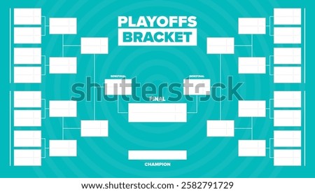 Playoffs bracket. Playoffs grid. Sport tournament bracket. Game and competition schedule. Season final. Team and players. Championship winner. Match score. Vector poster