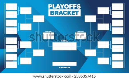 Playoffs bracket. Playoffs grid. Sport tournament bracket. Game and competition schedule. Season final. Team and players. Championship winner. Match score. Vector poster