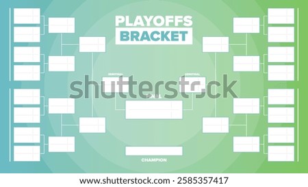 Playoffs bracket. Playoffs grid. Sport tournament bracket. Game and competition schedule. Season final. Team and players. Championship winner. Match score. Vector poster