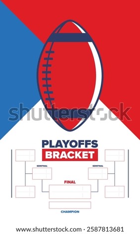 Playoffs bracket. Playoffs grid. Sport tournament bracket. Game and competition schedule. Season final. Team and players. Championship winner. Match score. Vector poster
