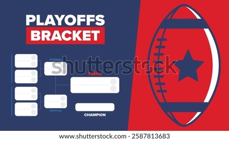 Playoffs bracket. Playoffs grid. Sport tournament bracket. Game and competition schedule. Season final. Team and players. Championship winner. Match score. Vector poster