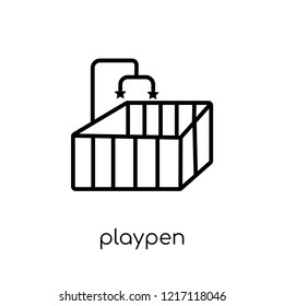 Playpen icon. Trendy modern flat linear vector Playpen icon on white background from thin line People collection, editable outline stroke vector illustration