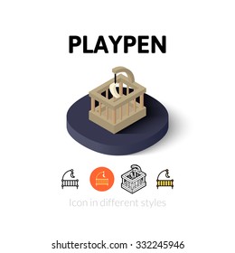 Playpen icon, vector symbol in flat, outline and isometric style