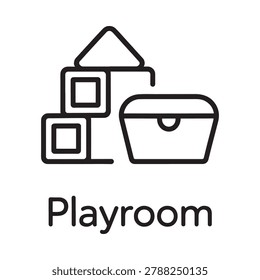 Playroom icon with building blocks and treasure chest